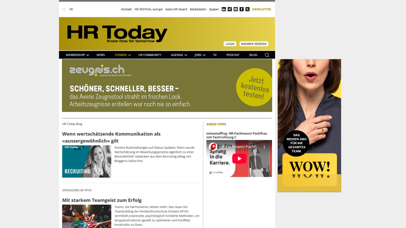 Project Showcase: Swiss HR Media & Professional Resource Portal