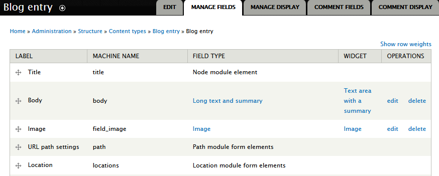 Blog Entry types