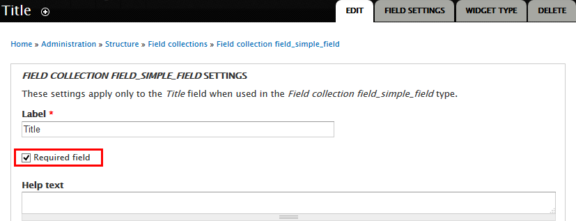 Field Collection settings