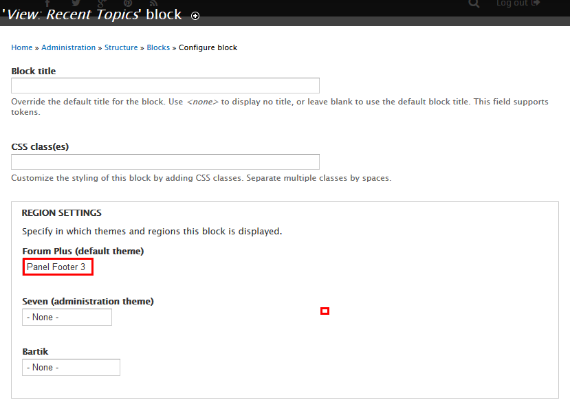Configure Recent topic block