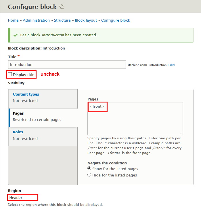 Configure Services block