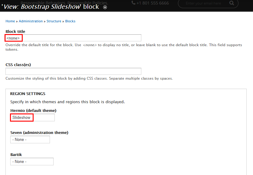 Configure Slideshow block