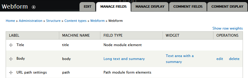Webform type