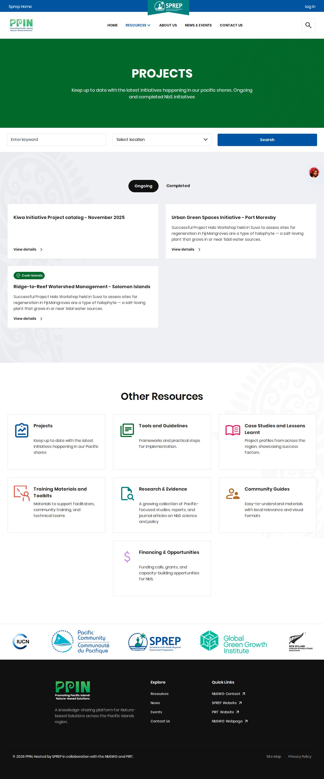 Pacific NbS Resource Hub screenshot 2