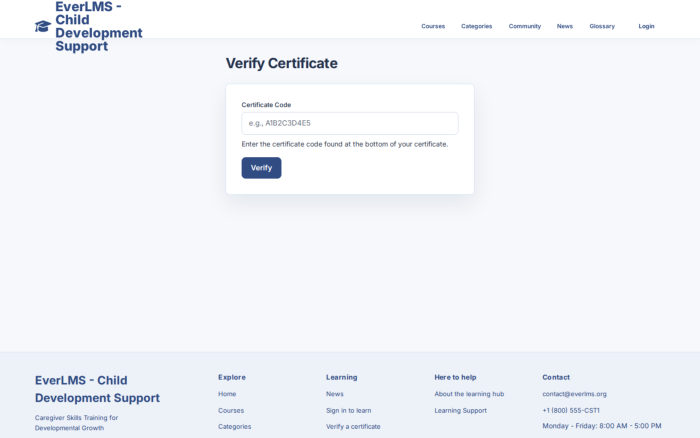 Look up an issued certificate using its code.