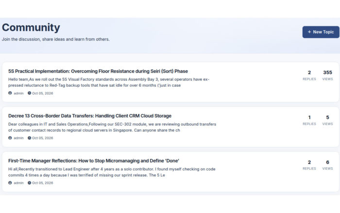 Browse Community topics, start a discussion and reply to colleagues with your posting permissions.