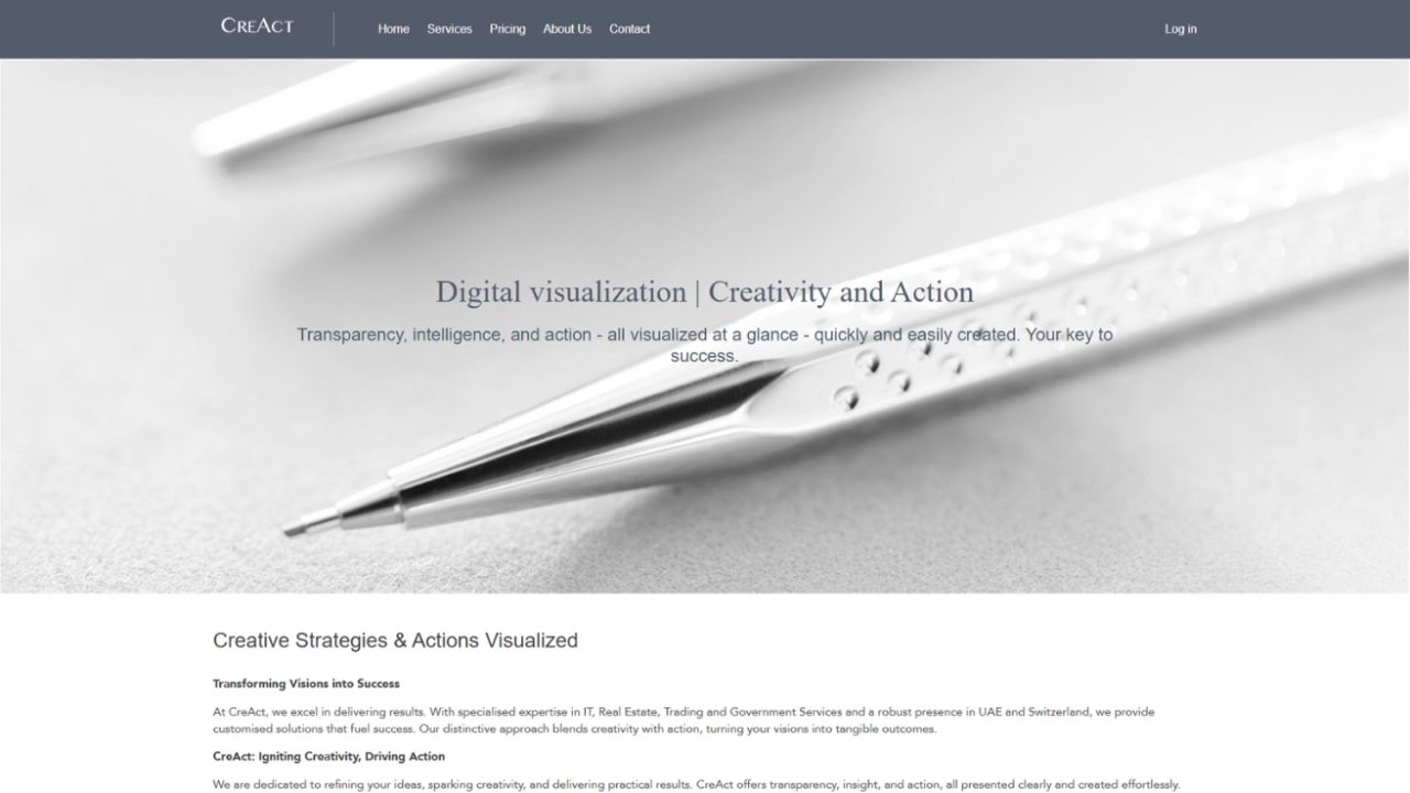 CreAct public website home page