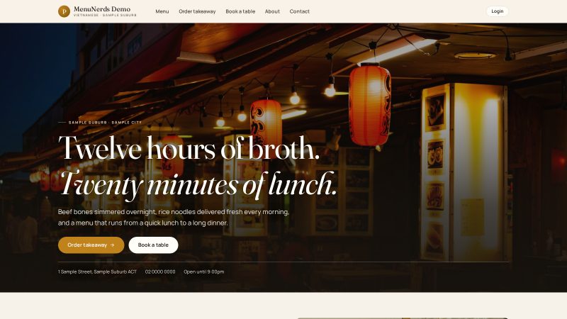 MenuNerds restaurant website with online ordering and table booking