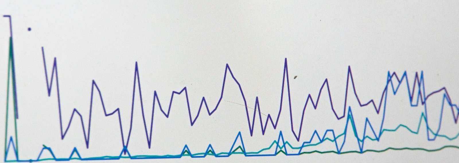 Line graph from the Performance report of Google Search Console, lines rising and falling over time, with no labels or figures