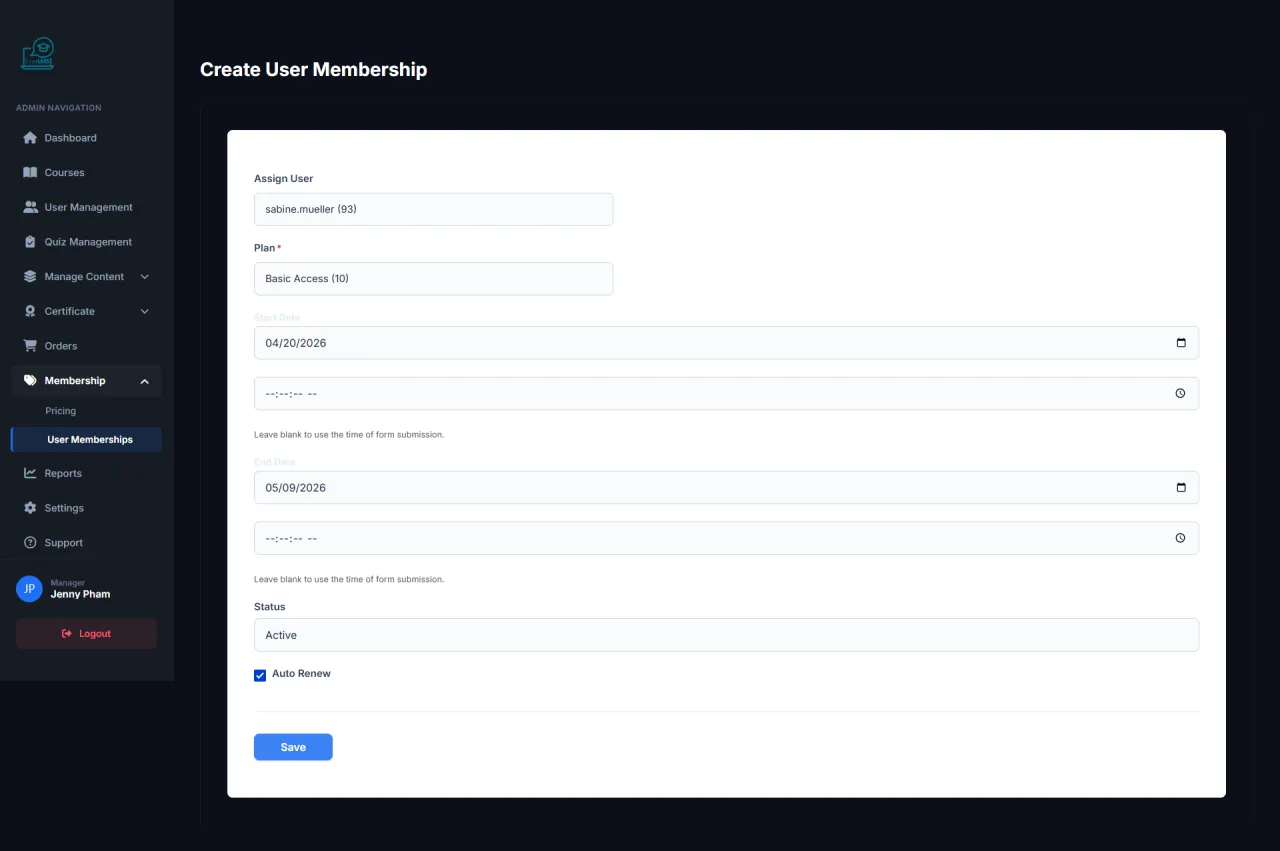 Add User Membership