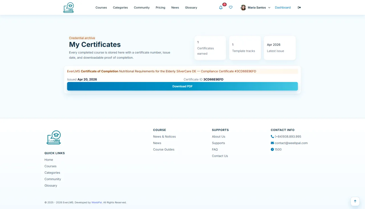 My Certificates
