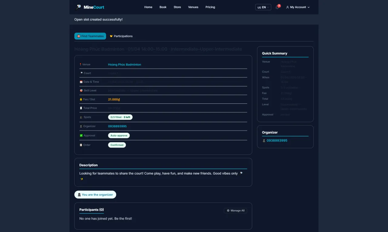 Open Slot Created