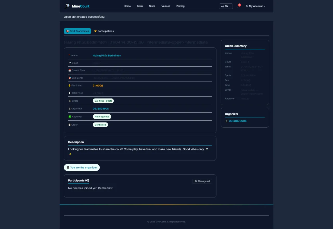 Open Slot Created