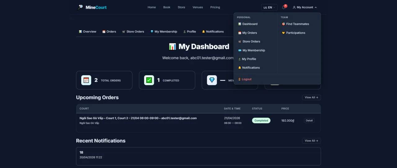 My Account Menu