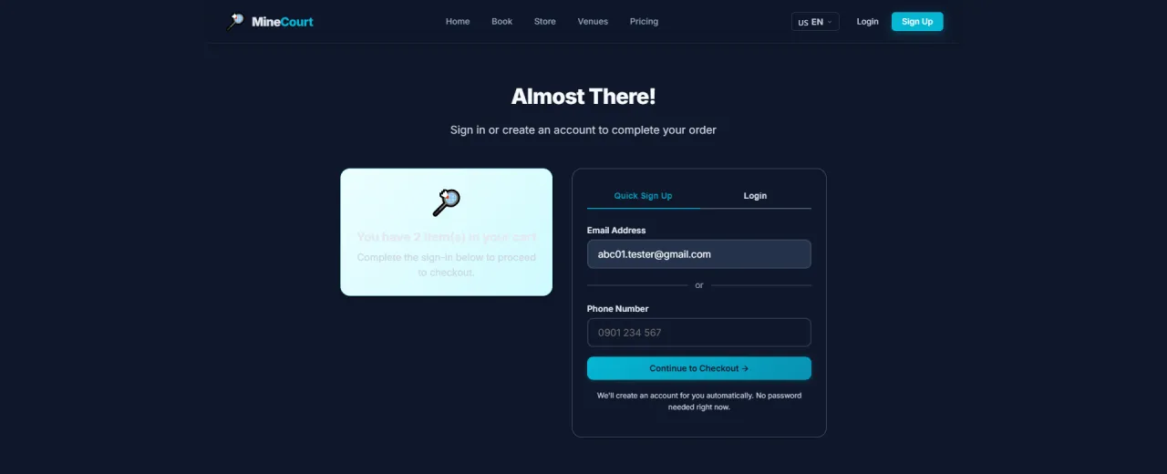 Step 3: Sign In at Checkout