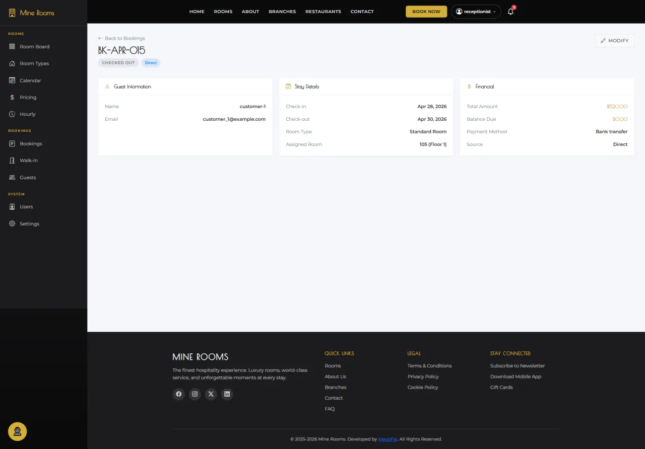 Booking Detail View