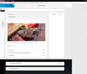Drupal Component Builder admin preview showing an editable article card with a food photograph and component fields.