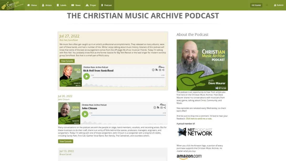 Christian Music Archive, screen 2