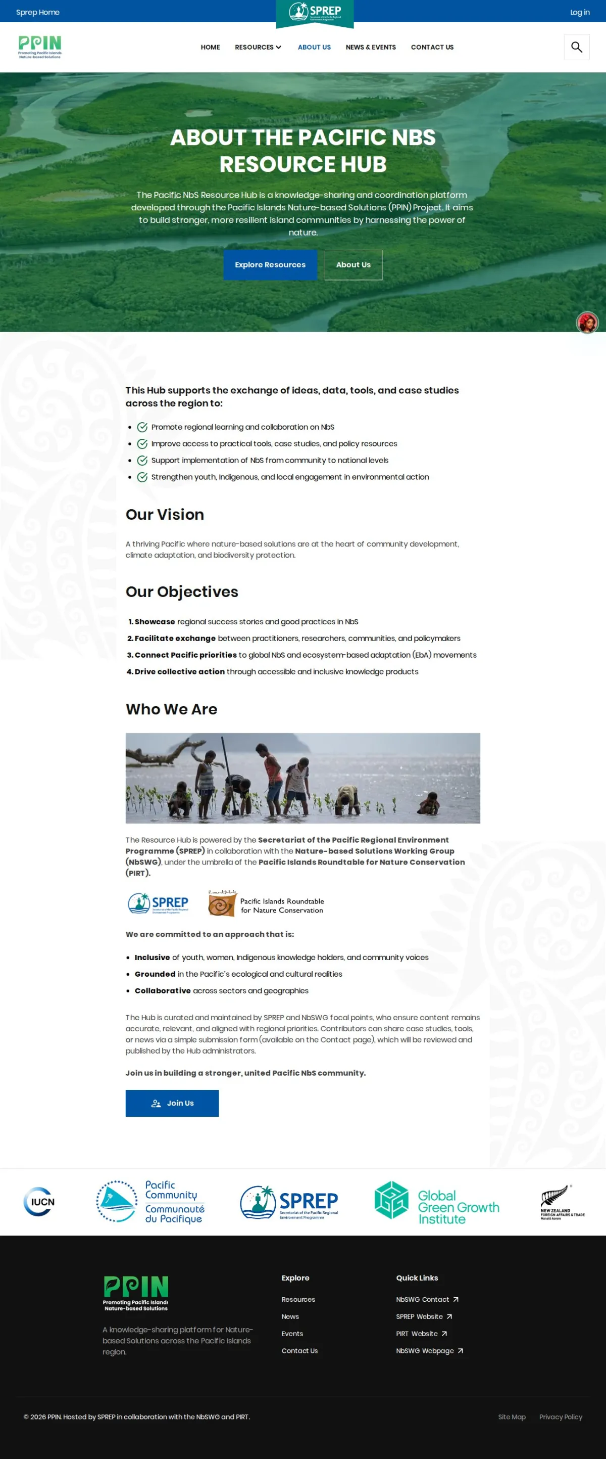 Pacific NbS Resource Hub, screen 3
