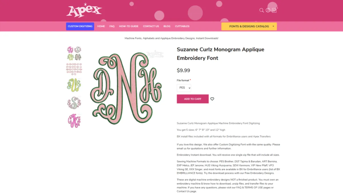 Apex Embroidery Designs, screen 2