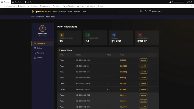 For receptionists: handle orders and payments