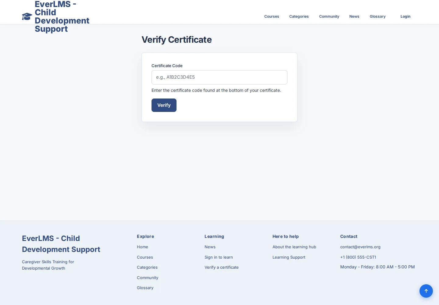 Check a Certificate code