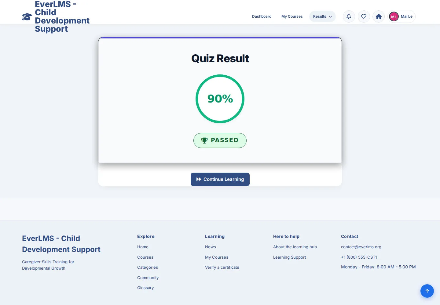 Read the result and continue learning