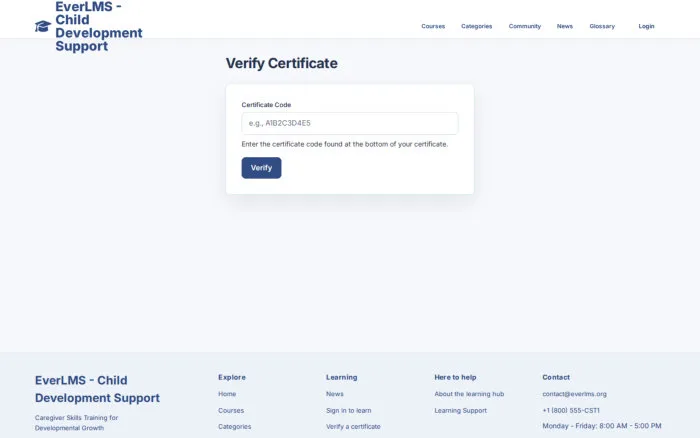 Verify Certificate | EverLMS - Child Development Support