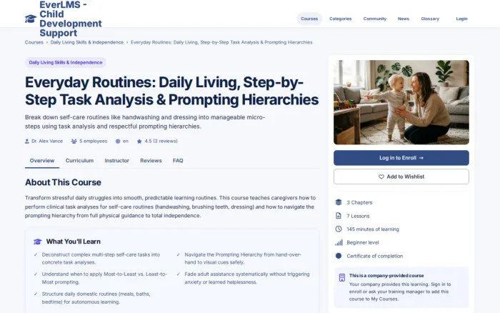 Everyday Routines: Daily Living, Step-by-Step Task Analysis & Prompting Hierarchies | EverLMS - Child Development Support