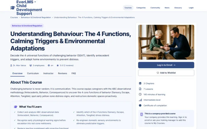 Understanding Behaviour: The 4 Functions, Calming Triggers & Environmental Adaptations | EverLMS - Child Development Support