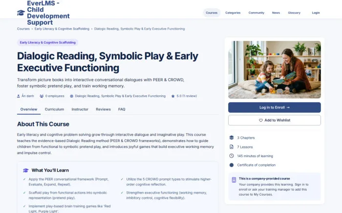 Dialogic Reading, Symbolic Play & Early Executive Functioning | EverLMS - Child Development Support