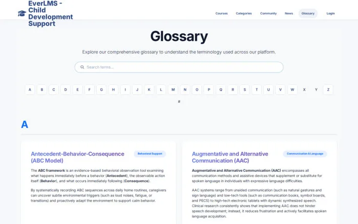 Glossary | EverLMS - Child Development Support