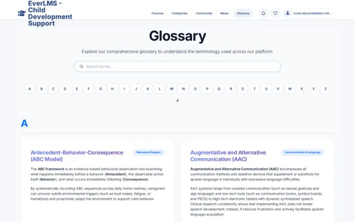 Glossary | EverLMS - Child Development Support