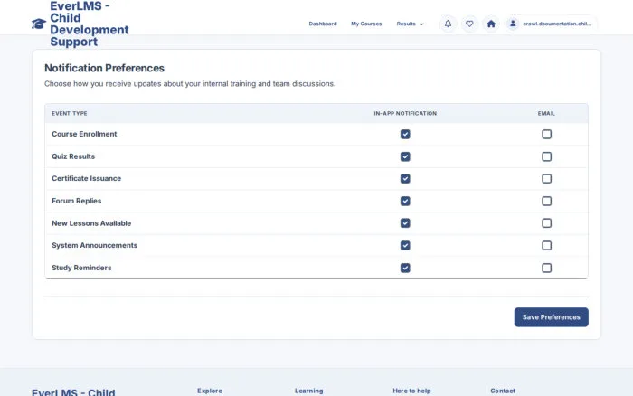 Notification Preferences | EverLMS - Child Development Support