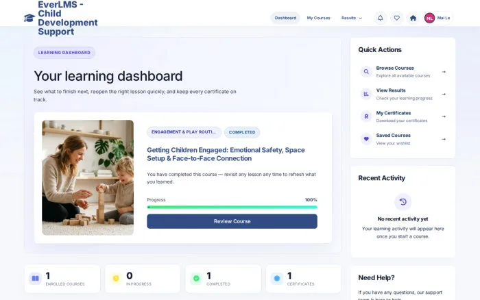Dashboard | EverLMS - Child Development Support