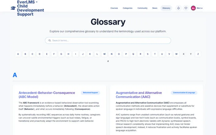 Glossary | EverLMS - Child Development Support
