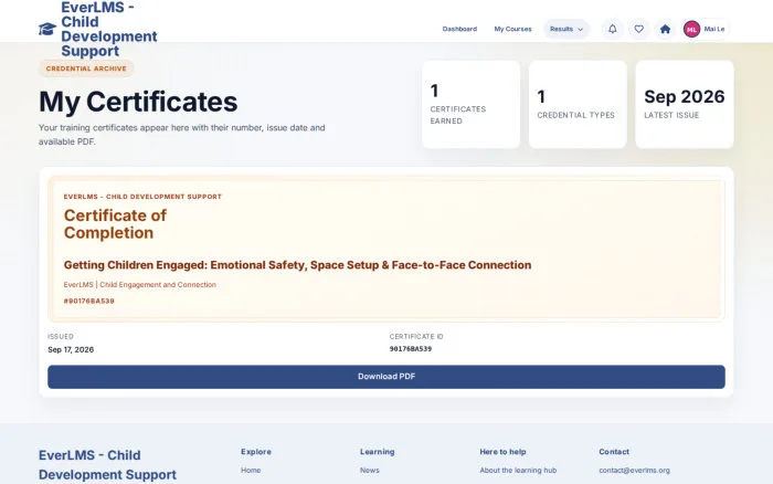My Certificates | EverLMS - Child Development Support
