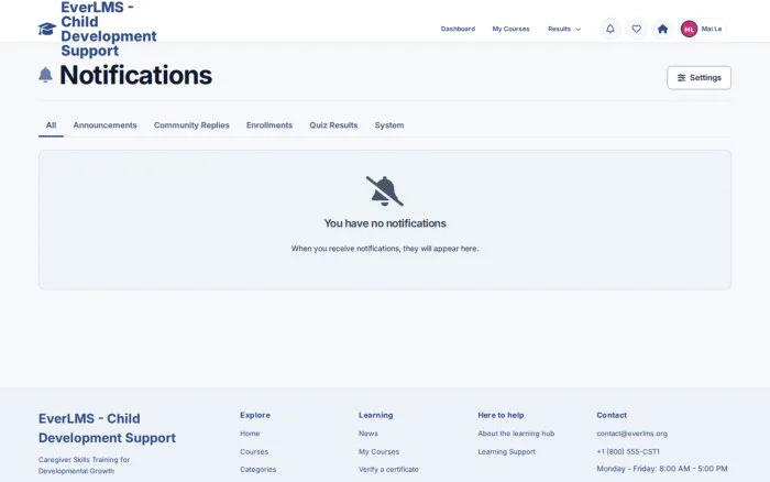 Notifications | EverLMS - Child Development Support
