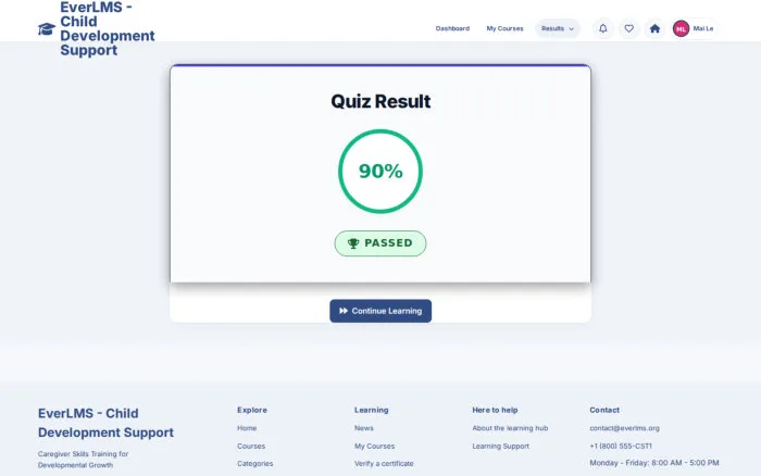 Quiz Result | EverLMS - Child Development Support