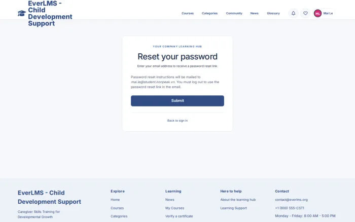 Reset your password | EverLMS - Child Development Support