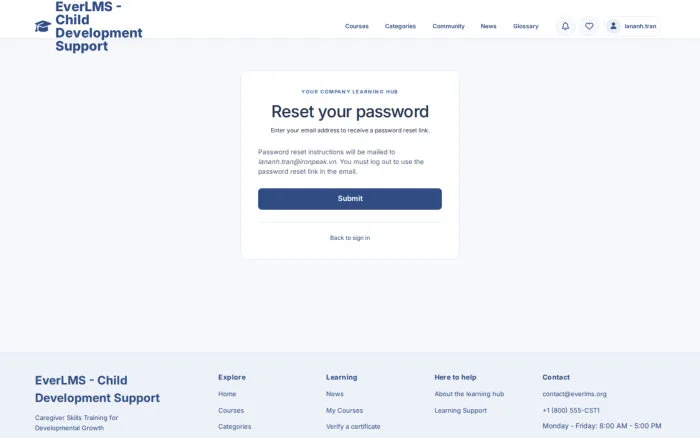 Reset your password | EverLMS - Child Development Support
