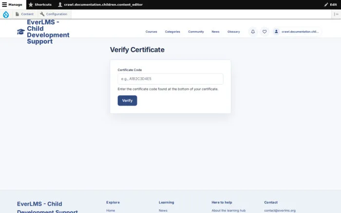 Verify Certificate | EverLMS - Child Development Support