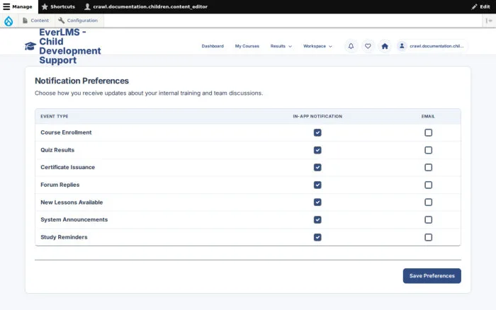 Notification Preferences | EverLMS - Child Development Support