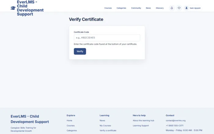 Verify Certificate | EverLMS - Child Development Support