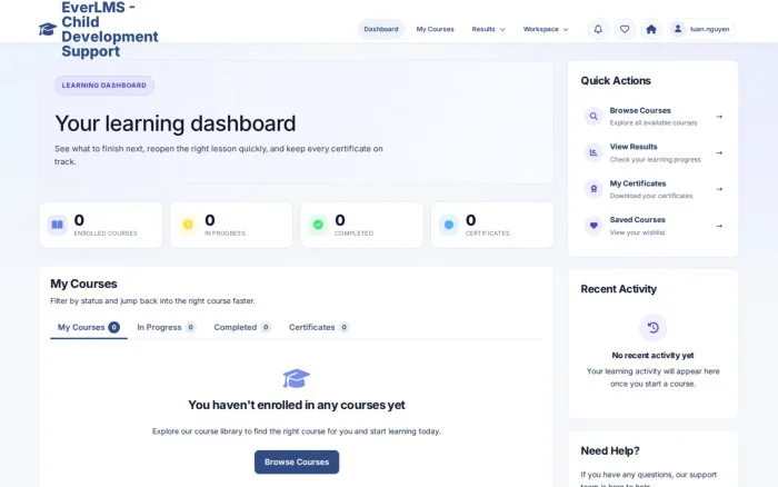 Dashboard | EverLMS - Child Development Support