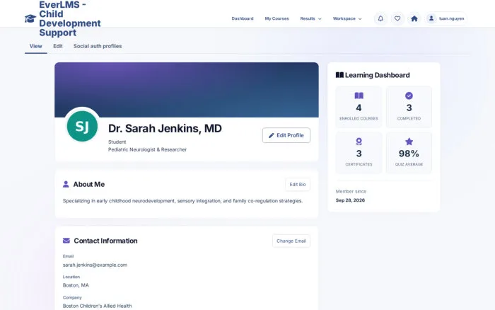 Dr. Sarah Jenkins, MD | EverLMS - Child Development Support