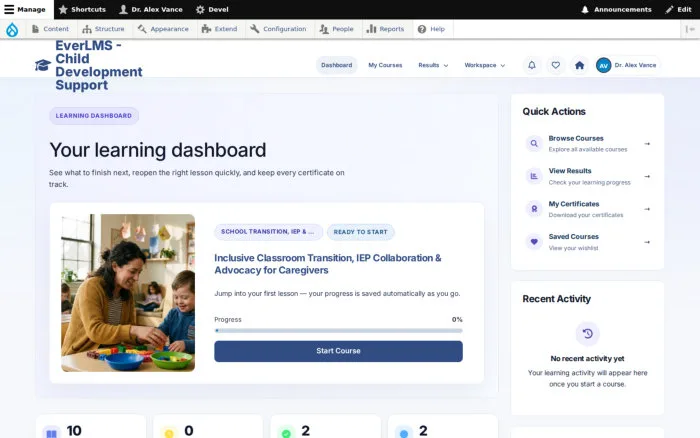 Dashboard | EverLMS - Child Development Support