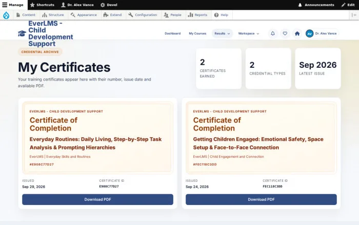 My Certificates | EverLMS - Child Development Support