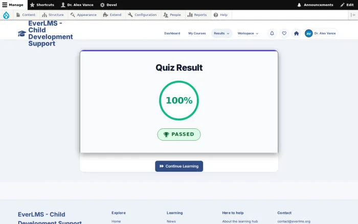 Quiz Result | EverLMS - Child Development Support