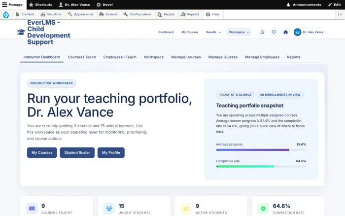 Instructor Dashboard | EverLMS - Child Development Support